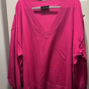Lane Bryant Fuchsia V-Neck Sweater